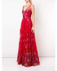 Robe de soirée à fleurs rouge Marchesa Notte