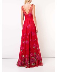 Robe de soirée à fleurs rouge Marchesa Notte