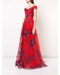 Robe de soirée à fleurs rouge Marchesa Notte