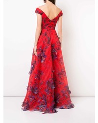 Robe de soirée à fleurs rouge Marchesa Notte