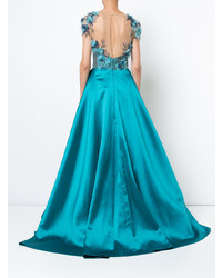 Robe de soirée à fleurs turquoise Marchesa Notte