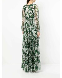 Robe de soirée à fleurs vert foncé Dolce & Gabbana