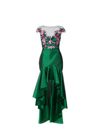 Robe de soirée à fleurs verte