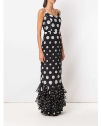 Robe de soirée á pois noire et blanche Isolda