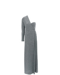 Robe de soirée à rayures horizontales argentée Tufi Duek
