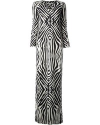 Robe de soirée à rayures verticales blanche et noire Diane von Furstenberg