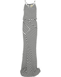 Robe de soirée à rayures verticales blanche et noire Mason by Michelle Mason