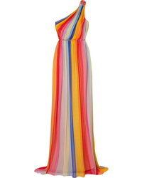 Robe de soirée à rayures verticales multicolore
