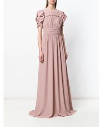 Robe de soirée à volants rose N°21