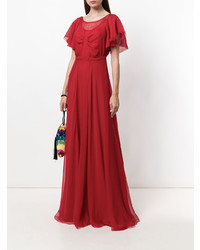 Robe de soirée à volants rouge N°21