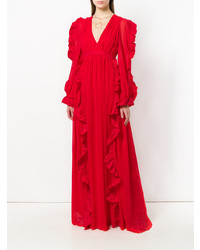 Robe de soirée à volants rouge MSGM