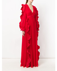 Robe de soirée à volants rouge MSGM