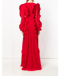 Robe de soirée à volants rouge MSGM