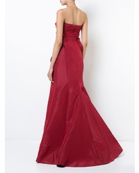 Robe de soirée à volants rouge Oscar de la Renta