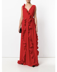 Robe de soirée à volants rouge MSGM