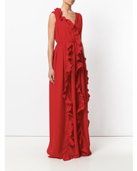 Robe de soirée à volants rouge MSGM