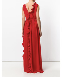 Robe de soirée à volants rouge MSGM