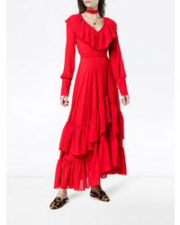 Robe de soirée à volants rouge Rejina Pyo