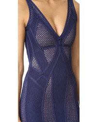 Robe de soirée bleu marine Herve Leger