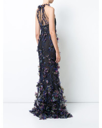 Robe de soirée bleu marine Marchesa