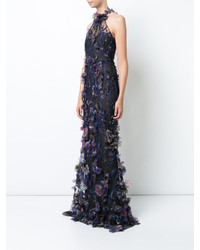 Robe de soirée bleu marine Marchesa