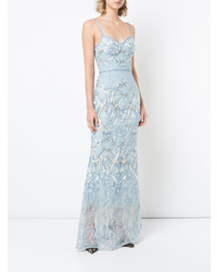 Robe de soirée brodée bleu clair Marchesa Notte