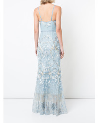 Robe de soirée brodée bleu clair Marchesa Notte