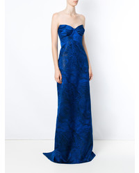 Robe de soirée brodée bleu marine Tufi Duek