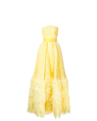 Robe de soirée brodée jaune Isabel Sanchis