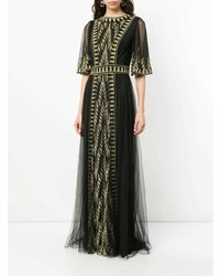 Robe de soirée brodée noire Tadashi Shoji