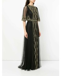 Robe de soirée brodée noire Tadashi Shoji