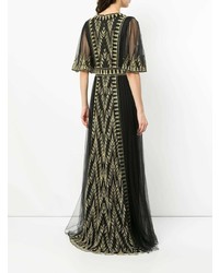 Robe de soirée brodée noire Tadashi Shoji