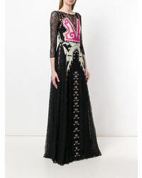 Robe de soirée brodée noire Temperley London