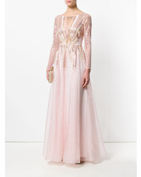 Robe de soirée brodée rose Temperley London