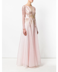 Robe de soirée brodée rose Temperley London