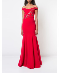 Robe de soirée brodée rouge Marchesa Notte