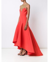 Robe de soirée brodée rouge Marchesa