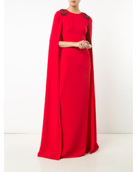 Robe de soirée brodée rouge Marchesa