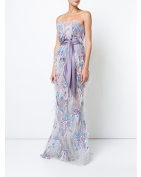 Robe de soirée brodée violet clair Marchesa