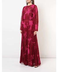 Robe de soirée de tulle à fleurs bordeaux Sachin + Babi