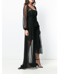 Robe de soirée de tulle brodée noire Versace