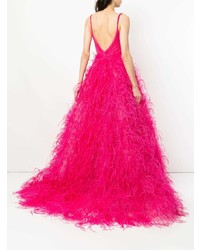 Robe de soirée de tulle fuchsia Monique Lhuillier