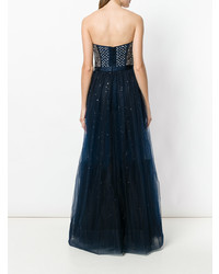 Robe de soirée de tulle ornée bleu marine Temperley London