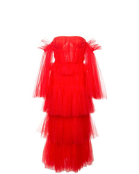 Robe de soirée de tulle rouge Carolina Herrera