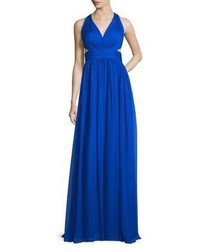 Robe de soirée découpée bleue