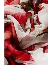 Robe de soirée en chiffon à fleurs rouge Dolce & Gabbana