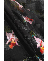 Robe de soirée en chiffon imprimée noire Preen by Thornton Bregazzi
