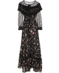 Robe de soirée en chiffon imprimée noire Preen by Thornton Bregazzi
