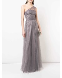 Robe de soirée en chiffon ornée argentée Marchesa Notte