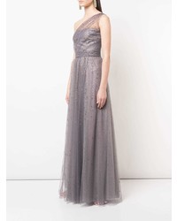 Robe de soirée en chiffon ornée argentée Marchesa Notte